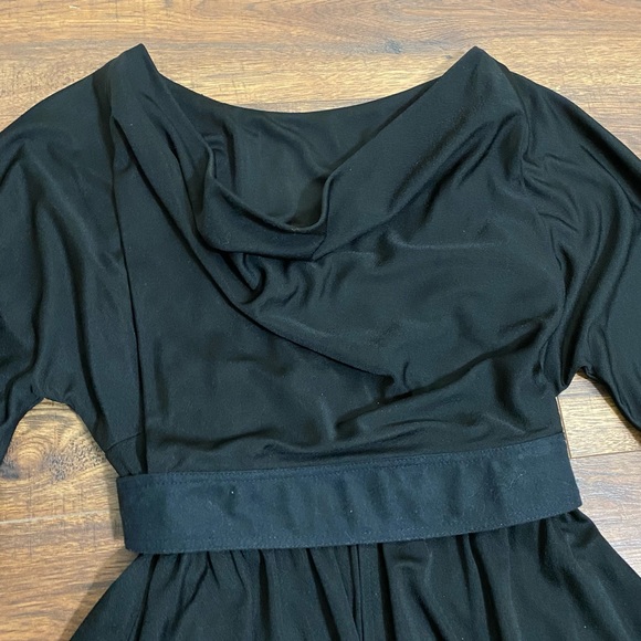 Retro vintage black midi dress w/ cowl back - Picture 13 of 16